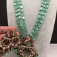 Peacock Moissanite Victoraian Mehendi Finish Monalisa Beads Necklace - LightGreen