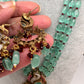 Peacock Moissanite Victoraian Mehendi Finish Monalisa Beads Necklace - LightGreen