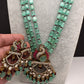Peacock Moissanite Victoraian Mehendi Finish Monalisa Beads Necklace - LightGreen