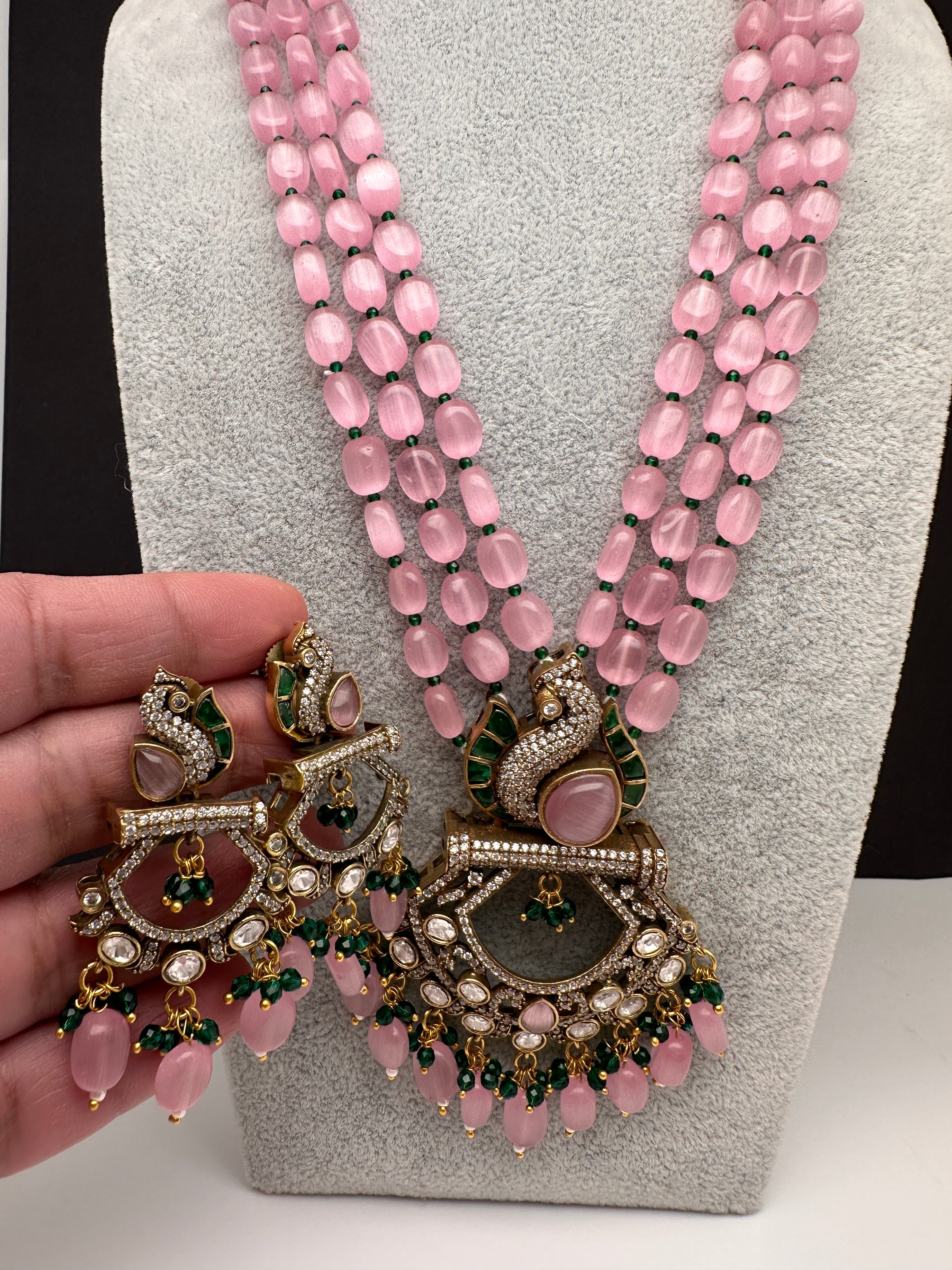 Peacock Moissanite Victoraian Mehendi Finish Monalisa Beads