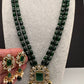 Victoraian Double line Monalisa Beads Necklace - Green