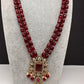 Victoraian Double line Monalisa Beads Necklace - Red