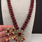 Victoraian Double line Monalisa Beads Necklace - Red
