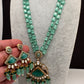Moissanite Victoraian Double line Monalisa Beads Necklace - LightGreen