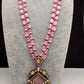 Moissanite Victoraian Double line Monalisa Beads Necklace - Pink