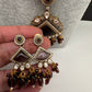 Moissanite Victoraian Double line Monalisa Beads Necklace - Purple