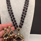 Moissanite Victoraian Double line Monalisa Beads Necklace - Purple