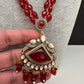 Moissanite Victoraian Double line Monalisa Beads Necklace - Red