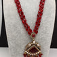 Moissanite Victoraian Double line Monalisa Beads Necklace - Red