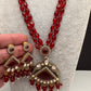 Moissanite Victoraian Double line Monalisa Beads Necklace - Red