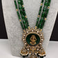 Moissanite Victoraian Ganesha Lakshmi Devi Monalisa Beads Necklace - Green