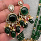 Moissanite Victoraian Ganesha Lakshmi Devi Monalisa Beads Necklace - Green