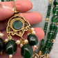 Moissanite Victoraian Ganesha Lakshmi Devi Monalisa Beads Necklace - Green