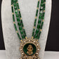 Moissanite Victoraian Ganesha Lakshmi Devi Monalisa Beads Necklace - Green
