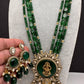 Moissanite Victoraian Ganesha Lakshmi Devi Monalisa Beads Necklace - Green