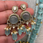 Moissanite Victoraian Ganesha Lakshmi Devi Monalisa Beads Necklace - LightBlue