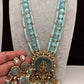 Moissanite Victoraian Ganesha Lakshmi Devi Monalisa Beads Necklace - LightBlue