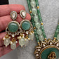 Moissanite Victoraian Ganesha Lakshmi Devi Monalisa Beads Necklace - LightGreen