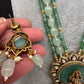 Moissanite Victoraian Ganesha Lakshmi Devi Monalisa Beads Necklace - LightGreen