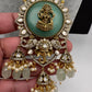 Moissanite Victoraian Ganesha Lakshmi Devi Monalisa Beads Necklace - LightGreen