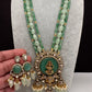 Moissanite Victoraian Ganesha Lakshmi Devi Monalisa Beads Necklace - LightGreen