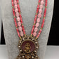 Moissanite Victoraian Ganesha Lakshmi Devi Monalisa Beads Necklace - Pink