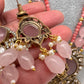 Moissanite Victoraian Ganesha Lakshmi Devi Monalisa Beads Necklace - Pink
