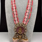 Moissanite Victoraian Ganesha Lakshmi Devi Monalisa Beads Necklace - Pink