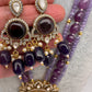Moissanite Victoraian Ganesha Lakshmi Devi Monalisa Beads Necklace - Purple