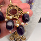 Moissanite Victoraian Ganesha Lakshmi Devi Monalisa Beads Necklace - Purple