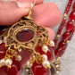 Moissanite Victoraian Ganesha Lakshmi Devi Monalisa Beads Necklace - Red