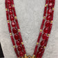 Moissanite Victoraian Ganesha Lakshmi Devi Monalisa Beads Necklace - Red