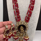 Moissanite Victoraian Ganesha Lakshmi Devi Monalisa Beads Necklace - Red