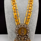 Moissanite Victoraian Ganesha Lakshmi Devi Monalisa Beads Necklace - Yellow