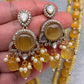 Moissanite Victoraian Ganesha Lakshmi Devi Monalisa Beads Necklace - Yellow
