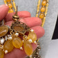 Moissanite Victoraian Ganesha Lakshmi Devi Monalisa Beads Necklace - Yellow
