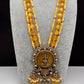 Moissanite Victoraian Ganesha Lakshmi Devi Monalisa Beads Necklace - Yellow