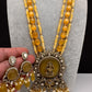 Moissanite Victoraian Ganesha Lakshmi Devi Monalisa Beads Necklace - Yellow