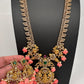 Goddess Lakshmi Pink Pumpkin Beads Matte Finish Mango Necklace