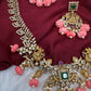 Goddess Lakshmi Pink Pumpkin Beads Matte Finish Mango Necklace