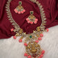 Goddess Lakshmi Pink Pumpkin Beads Matte Finish Mango Necklace