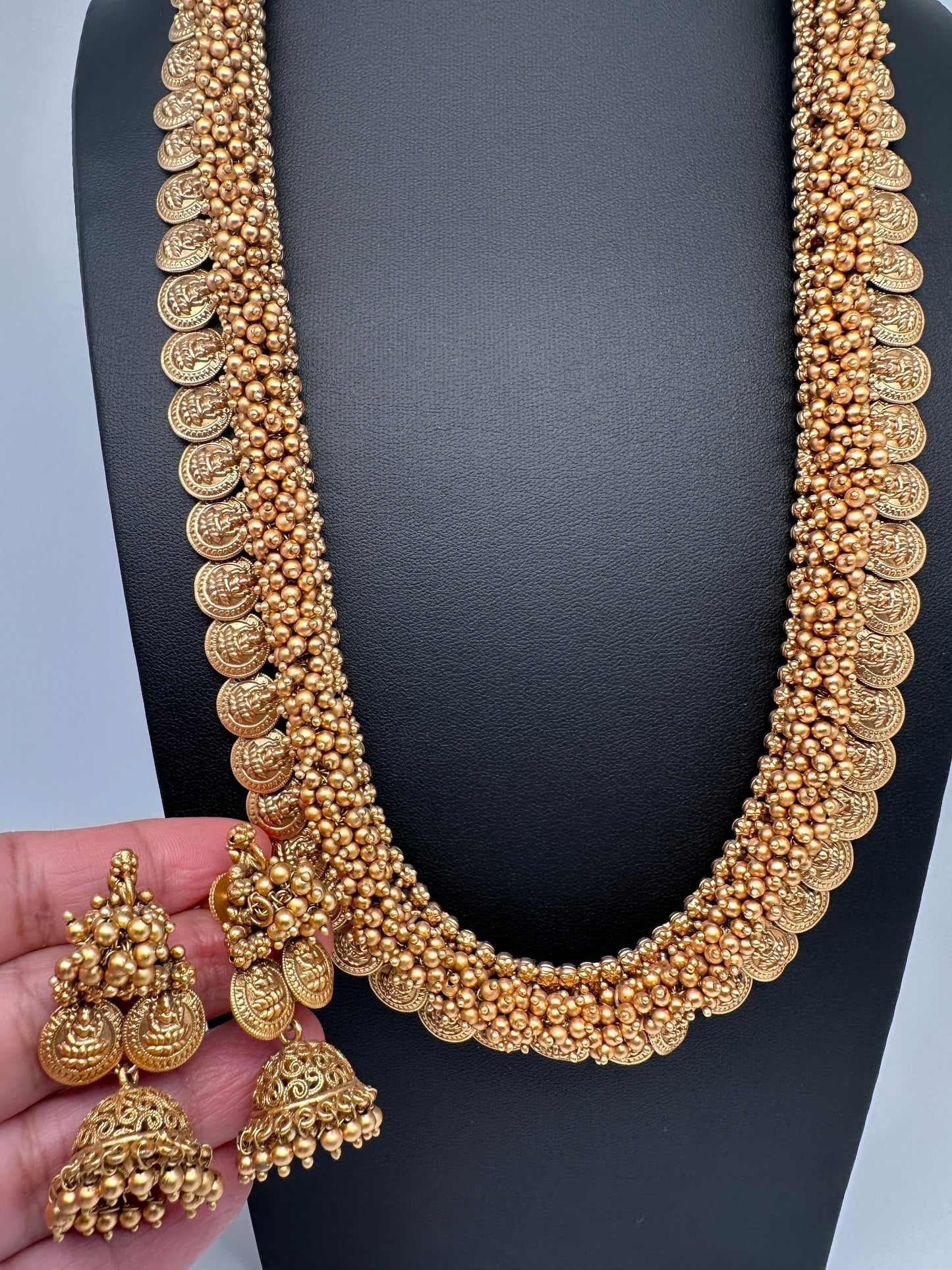 Goddess Lakshmi Matte Kassu Mala Long Necklace