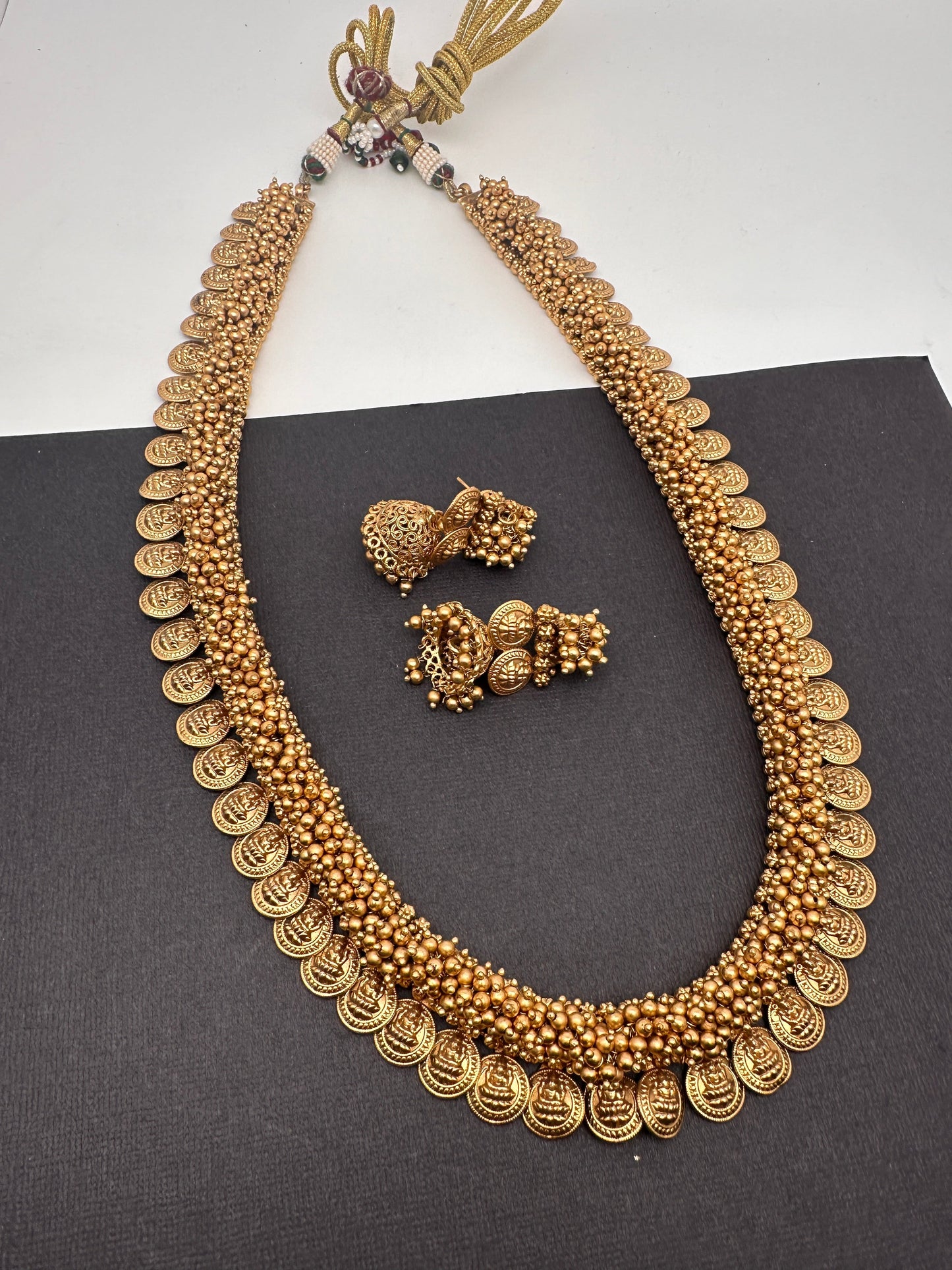 Goddess Lakshmi Matte Kassu Mala Long Necklace