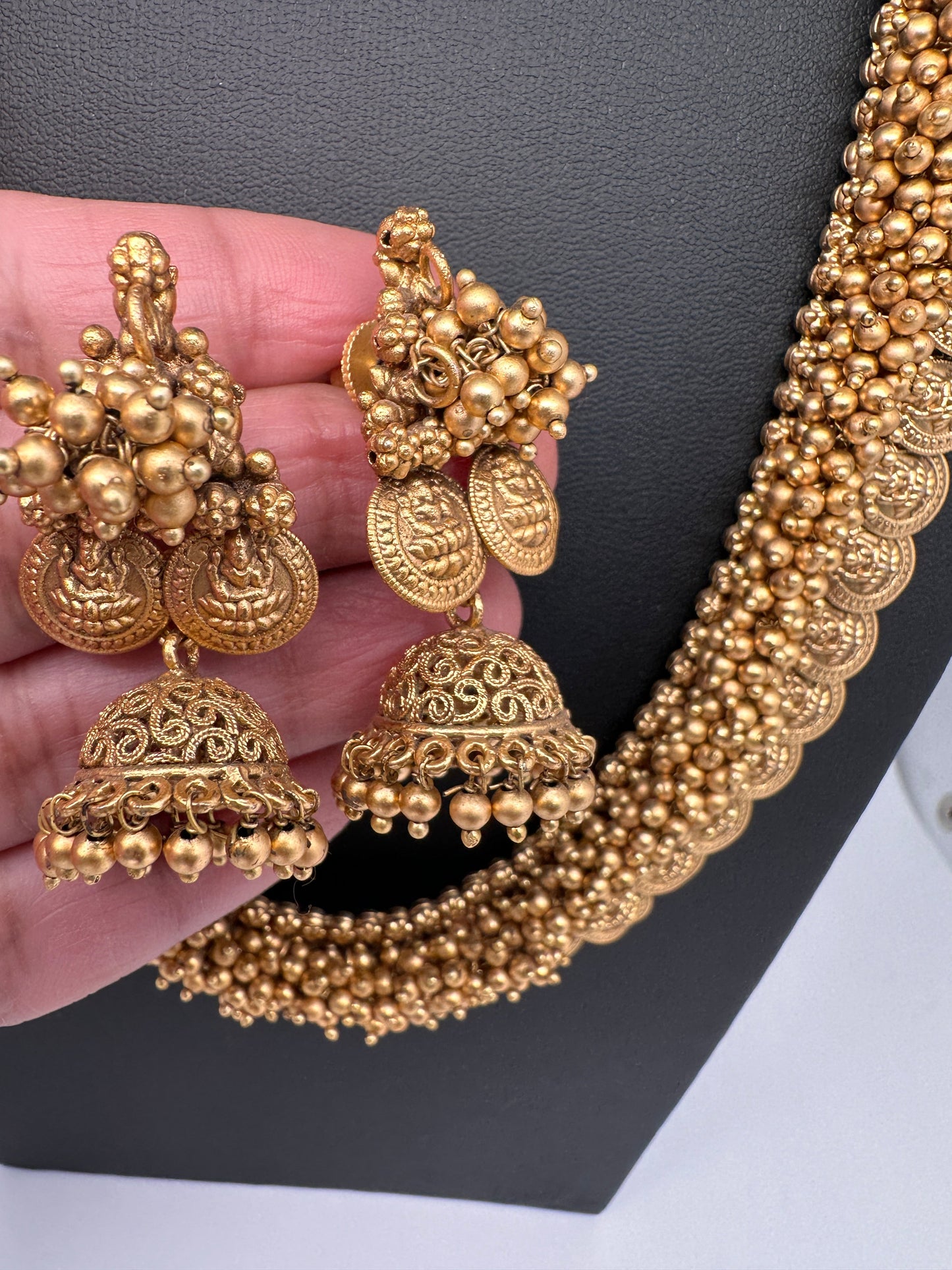 Goddess Lakshmi Matte Kassu Mala Long Necklace