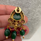 Moissanite Victorian Carved Color Stone Monalisa Beads Necklace - Green