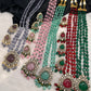 Moissanite Victorian Carved Color Stone Monalisa Beads Necklace - Green