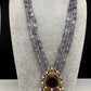 Moissanite Victorian Carved Color Stone Monalisa Beads Necklace - Purple