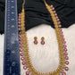 Kempu Goddess Lakshmi Bottu Long Necklace