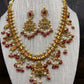 Traditional Guttapusalu Matte Golden with Red Beads and Pearls
