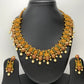 Peacock and Floral Red Green Stone CZ Pearls Necklace